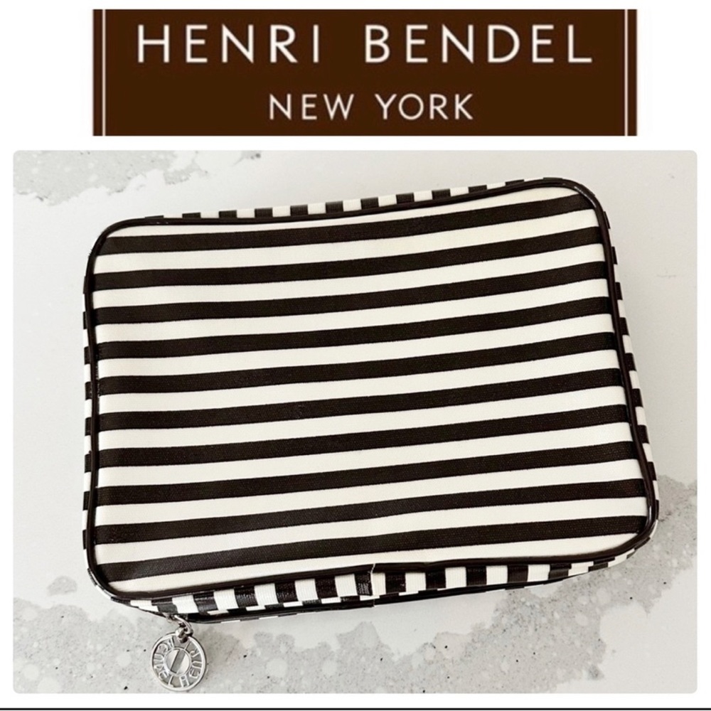 Henri Bendel Centennial Stripe Cosmetics Makeup Brush Case w/Mirror